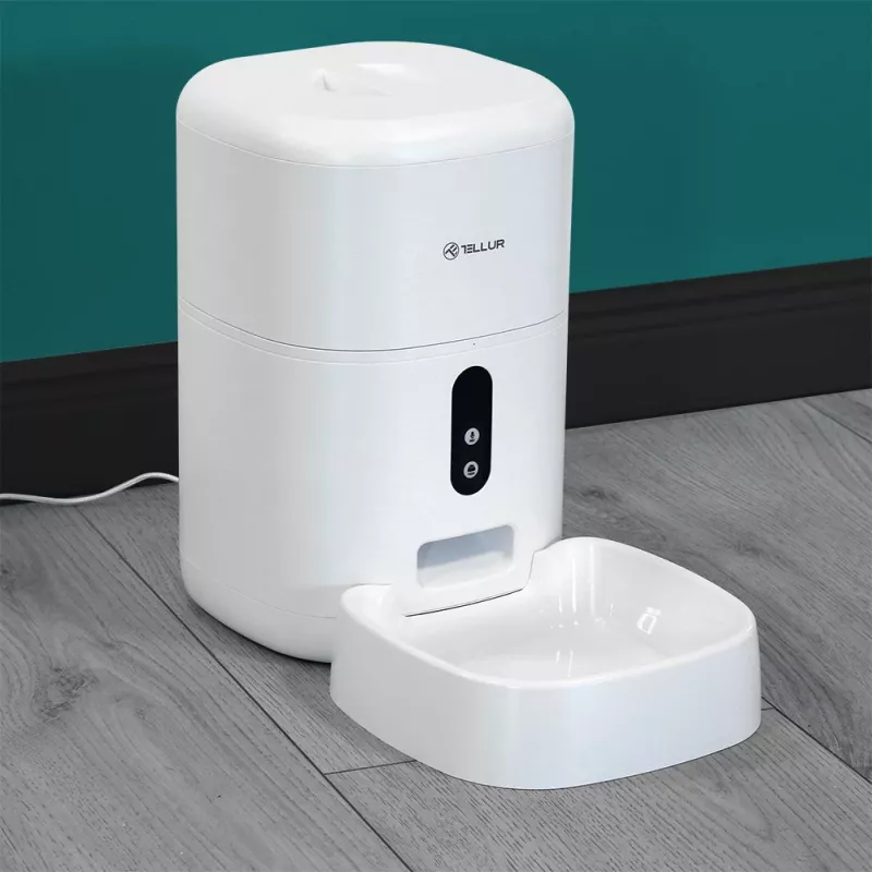 Automaattinen ruokinta-automaatti Tellur TLL331461 UltraHD-kameralla, 4 l, valkoinen