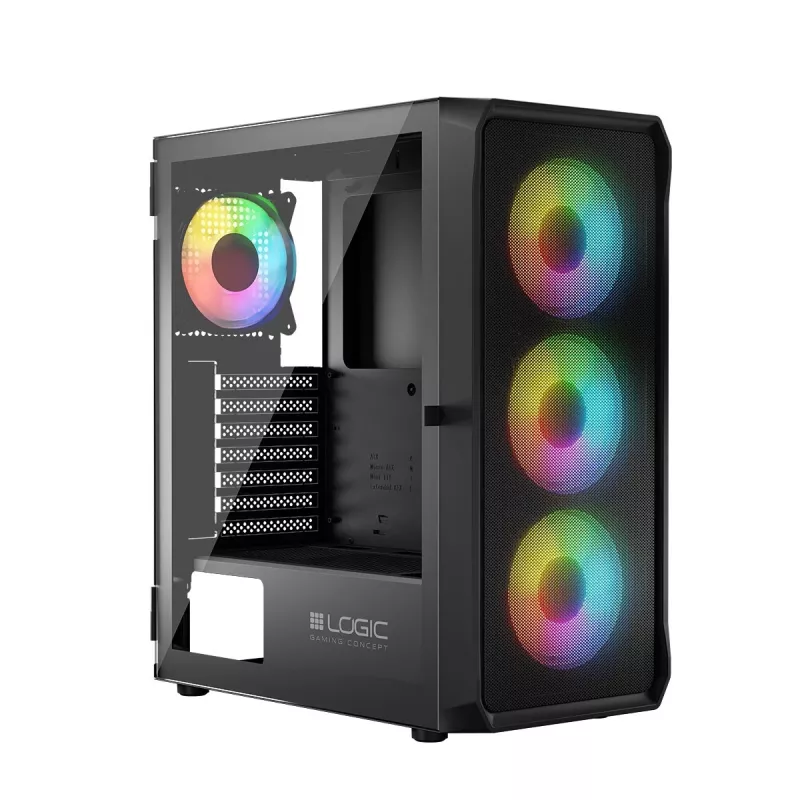 LOGIC CONCEPT Portos ARGB ATX Mid-Tower-kotelo, musta