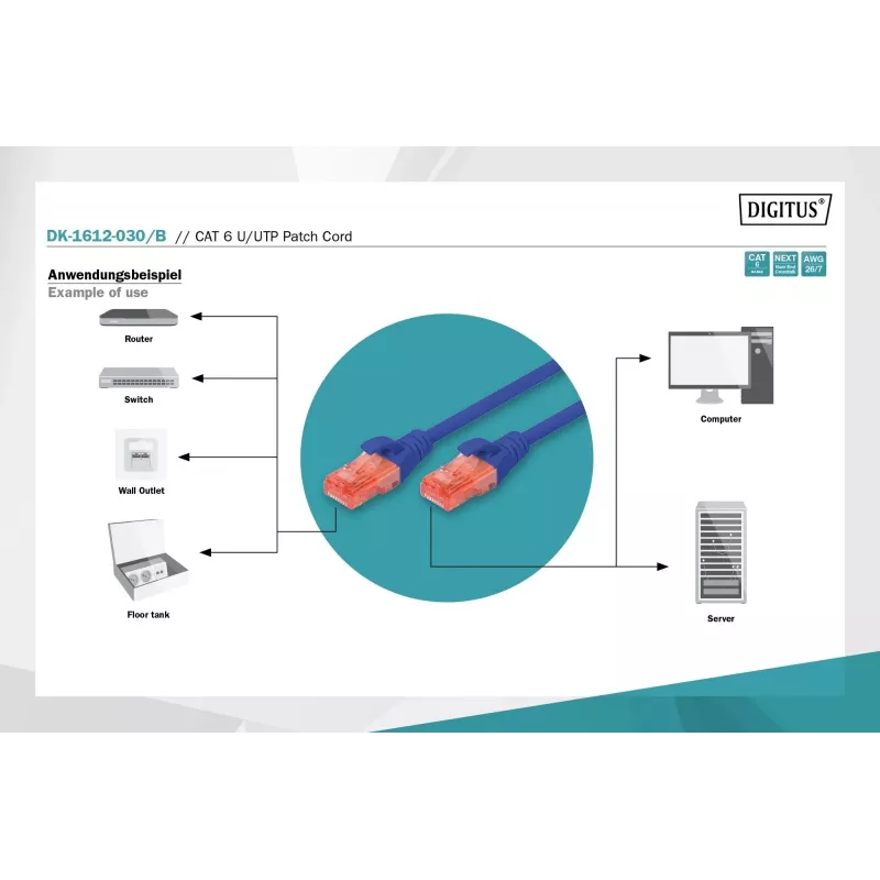 Digitus DK-1612-030/B RJ45 verkkokaapeli patch-kaapeli CAT 6 U/UTP B