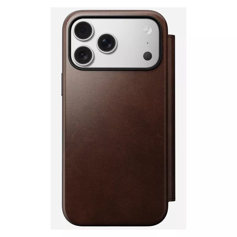 Nomad Modern Leather Folio -puhelinkotelo iPhone 17 Pro Max — ruskea, nahka, 6,3