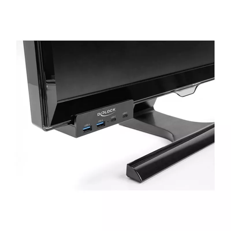 Delock 64262 ulkoinen USB 5 Gbps 4-porttinen hubi, 2x USB Type-A ja 2x USB Type-C, lukitusruuvilla