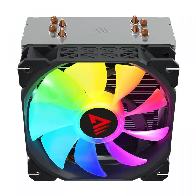 CPU-ilmajäähdytin SAVIO SAVGCOVORTEXX2ARGB 4 lämpöputkella, 120 mm ARGB-tuuletin, musta