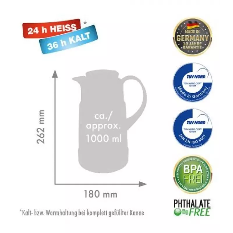 Rotpunkt termospullo, 1,0 l, ristretto (musta)