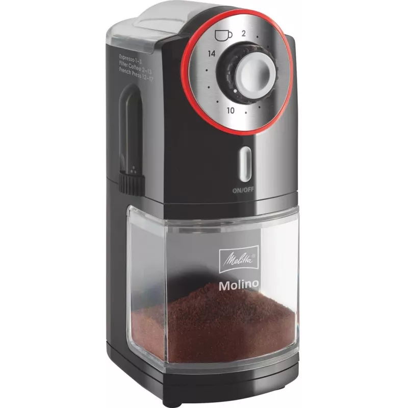 Melitta Molino 100 W musta, punainen, ruostumaton teräs