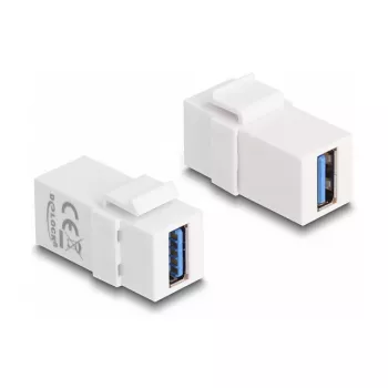 DeLOCK Keystone-moduuli USB 3.0 A -pistorasia–USB 3.0 A -pistorasia valkoinen 1:1