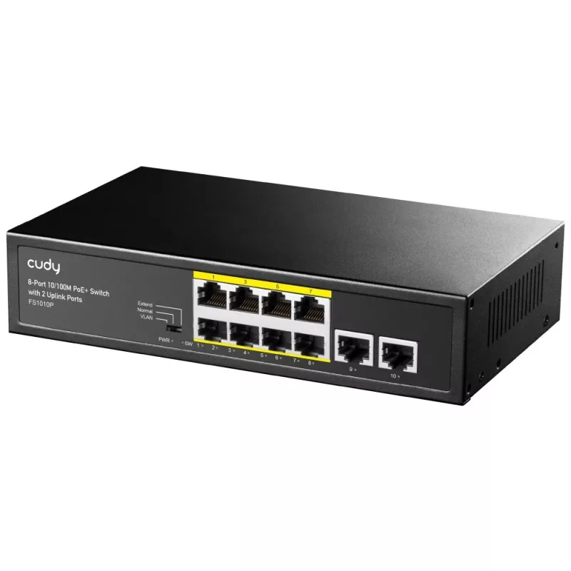 Cudy FS1010P verkkokytkin Fast Ethernet (10/100) Power over Ethernet (PoE) musta