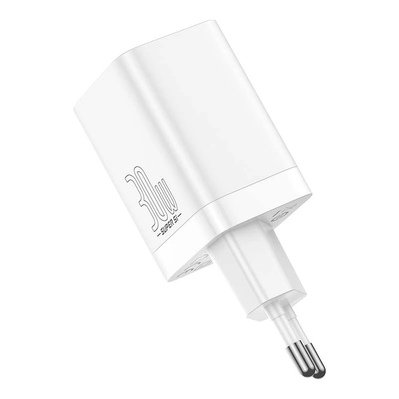 Baseus Super Si Pro -pikalaturi USB + USB-C 30W (valkoinen)