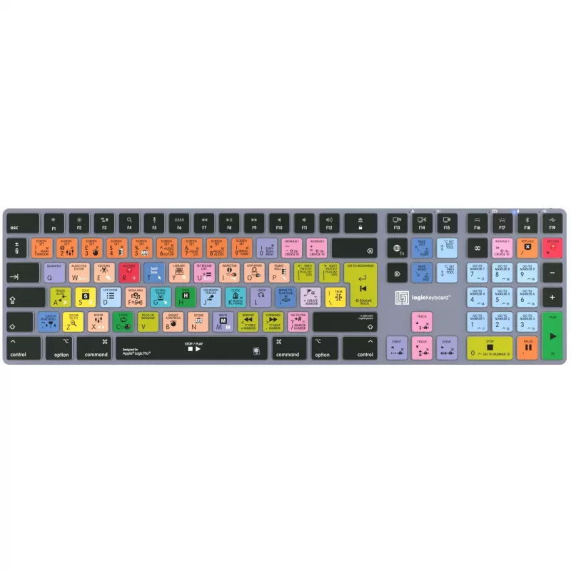 Näppäimistö LogicKeyboard Apple Logic Pro X2 Titan DE Mac — LKB-LOGXP2-TM-DE, saksalainen asettelu