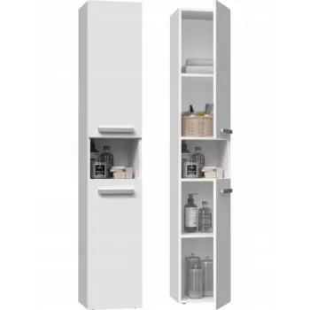 Kylpyhuoneen säilytyskaappi top e shop NEL I BIEL, vapaasti seisova, 5 hyllyä, 310×300×1740 mm, valkoinen