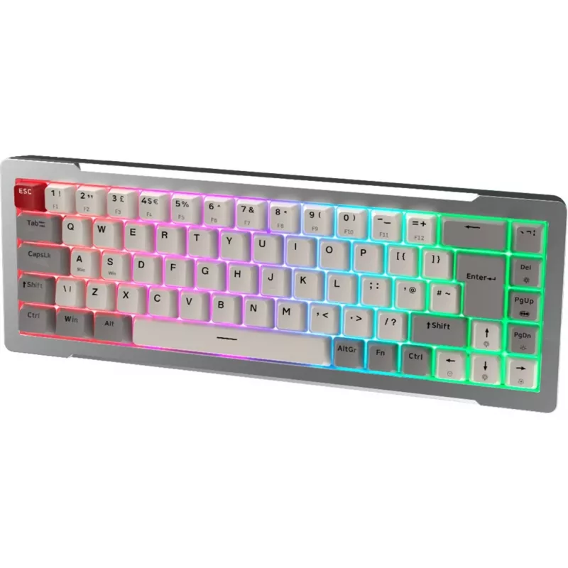 Raijintek MGA-68 pelinäppäimistö, Hejin Magnetic Yellow -kytkimet, DE-asettelu, hopea