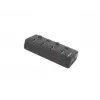 Natec Mantis 2 NHU-1557 4-porttinen USB 3.0 -hubi, USB Type-B -tulo, virtakytkimet, verkkolaite, musta