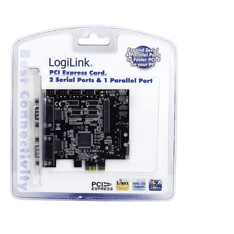 Sisäinen PCIe-liitäntäkortti LOGILINK PC0033 sarja- ja rinnakkaisliitännöillä, NetMOS-piirisarja