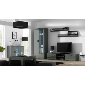 Cama Sideboard 120 cm SOHO S7 harmaa/harmaa kiiltävä