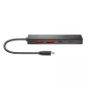 USB-C-keskitin, 4 porttia 2x USB-A, 2x USB-C, musta