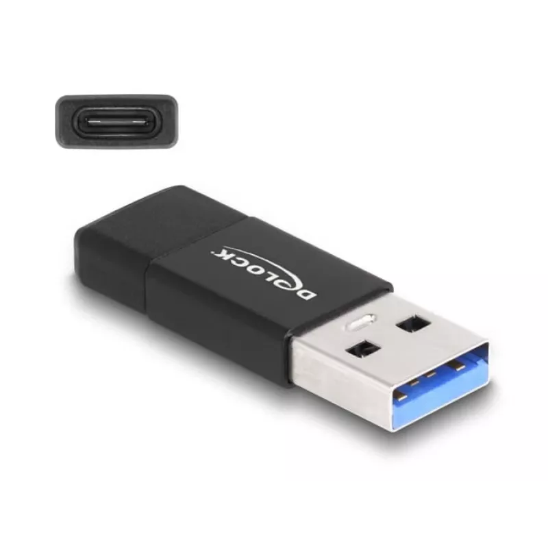 DeLOCK 60001 adapteri USB A USB C musta