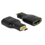 DeLOCK 65664 High Speed HDMI -sovitin Ethernetillä, HDMI Micro-D uros – HDMI-A naaras, 4K, musta