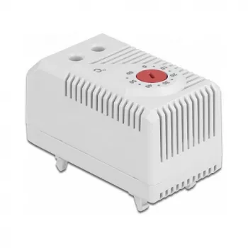 Termostaatti DELOCK 66824, muovikotelo, IP20, 30 W, 250 V, 10 A, 43×60×33 mm, harmaa/punainen