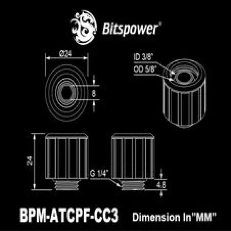 BitsPower suora liitin G1/4
