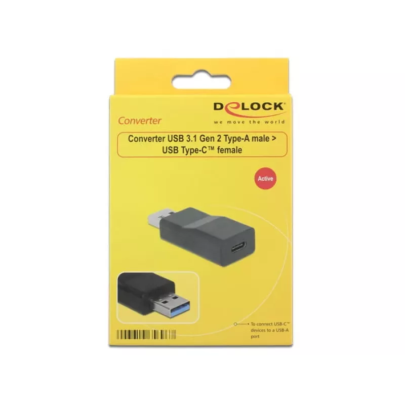 Kaapelisovitin DeLOCK 65696 USB 3.1 Gen 2 Type-A - Type-C musta