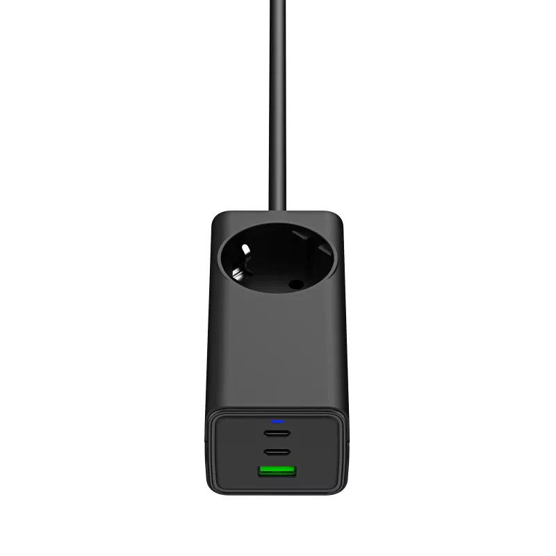 Akyga AK-CH-21 GaN-USB-laturi 65 W, 2 x USB-C + USB-A, pistorasialla, 1,5 m, musta