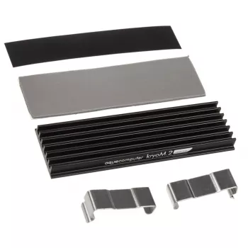 Jäähdytyssiili Aqua-Computer kryoM.2 — alumiini/ruostumaton teräs, 70×24×9 mm