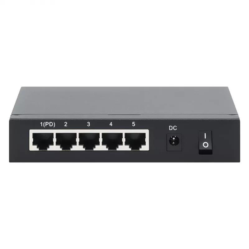 Gigabit 5xPoE Passthrough -kytkin, virransyöttö PoE tai AC, 68W