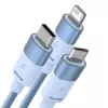 3in1 USB-kaapeli Baseus StarSpeed Series, USB-C + Micro + Lightning 3,5A, 1,2m (sininen)