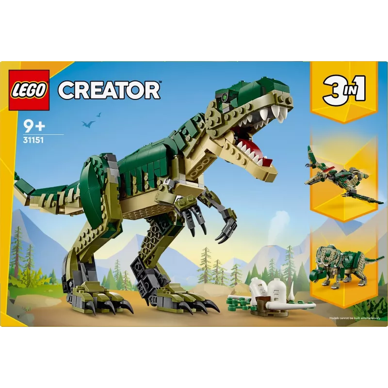 Rakennuslelu LEGO Creator 3-in-1 T.Rex rakennussarja, 626 osaa, 150 mm korkeus, ikä 9+