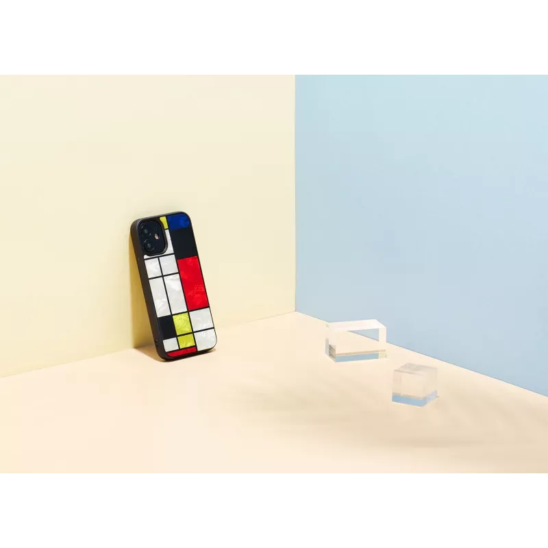 iKins suojakotelo Apple iPhone 12 minille – musta Mondrian-muotoilu
