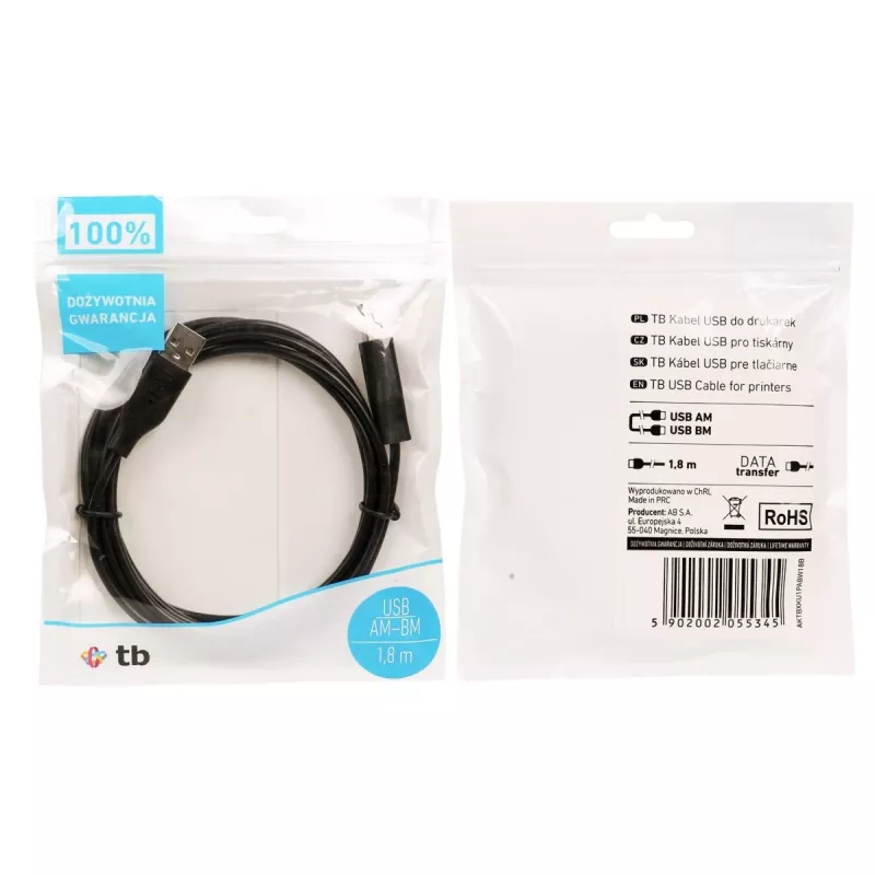TB USB AM-BM-kaapeli 1.8 musta (AKTBXKU1PABW18B)