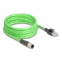 Verkkokaapeli DeLOCK M12-kaapeli D-koodattu 4-napainen pistoke-RJ45-pistoke PUR (TPU) 5 m