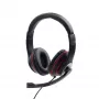 Langallinen pelikuulokemikrofoni GEMBIRD MHS-03-BKRD — binaural, korvan peittävä, 3,5 mm, 1,8 m kaapeli, punainen/musta