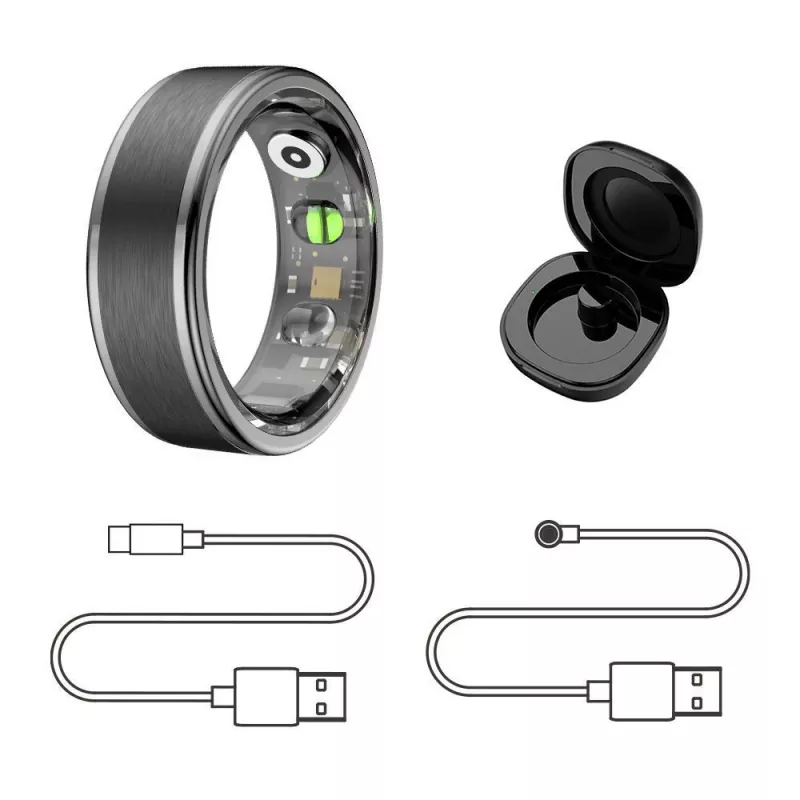 Älysormus Manta SR01BK-57 Black, syke ja veren happi, IP68