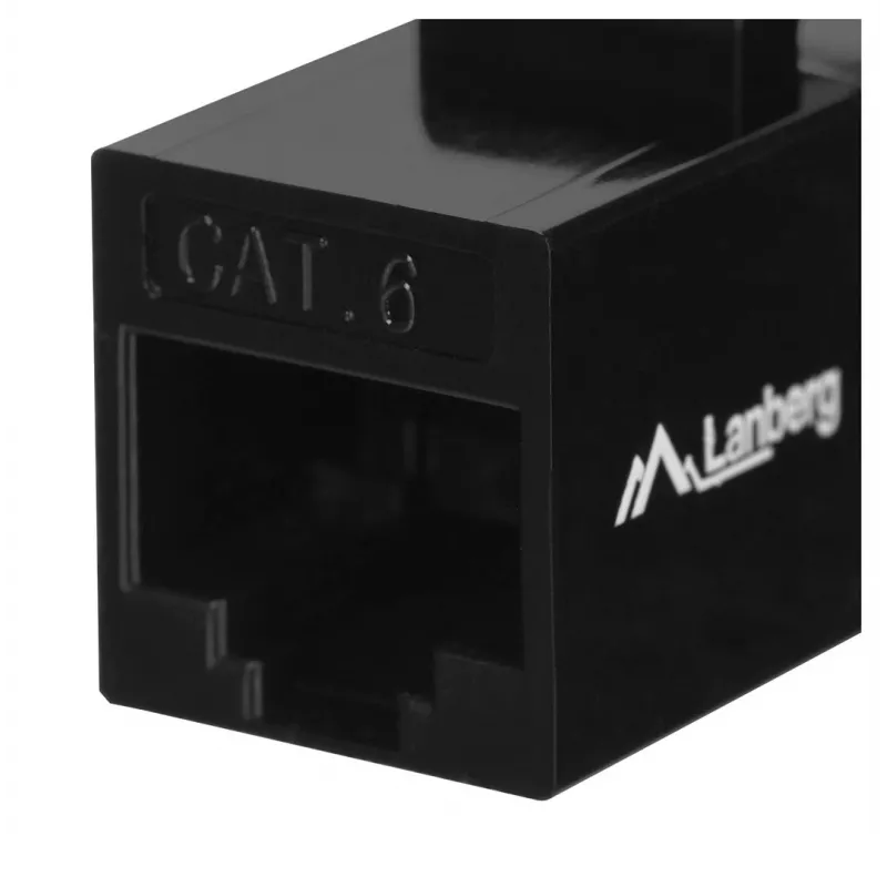 Keystone-moduuli LANBERG KSU6-3000 — Cat6 U/UTP RJ-45 naaras–RJ-45 naaras, matala rakenne, musta