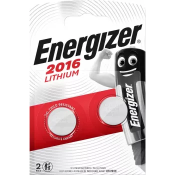 Kertakäyttöparisto Energizer CR2016 3V 100 mAh litium-nappiparisto 2 kpl blisteri, Ø20 mm x 1,6 mm