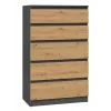 Kommode Topeshop M5 ANTRACYT/ARTISAN 5 laatikkoa, antrasiitti tammi, 700×1095×400 mm