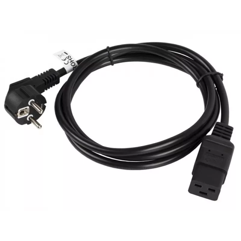 Virtajohto CEE 7/7 - IEC 320 C19 16A VDE 1,8M musta
