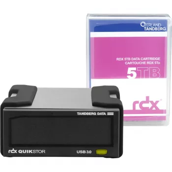RDX ulkoinen asemasarja Overland‑Tandberg 5TB HDD USB 3.2 Gen 1, kestävä 260 MB/s, musta, 110×178×52 mm