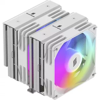 CPU-jäähdytin Silentware Titan RGB White, kaksoistorni-ilmajäähdytin, 265 W TDP, 2× 120 mm PWM ARGB -tuuletin