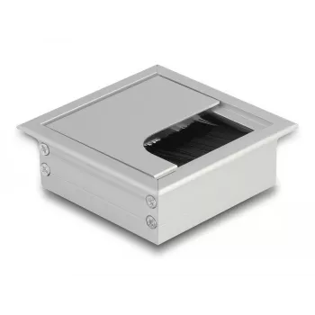 DeLOCK kaapeliläpivienti pöytäasennukseen harjalla 80x80x28mm hopea