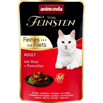 Animonda Vom Feinsten kissan märkäruoka naudanlihalla ja kalkkunafileellä, 85 g