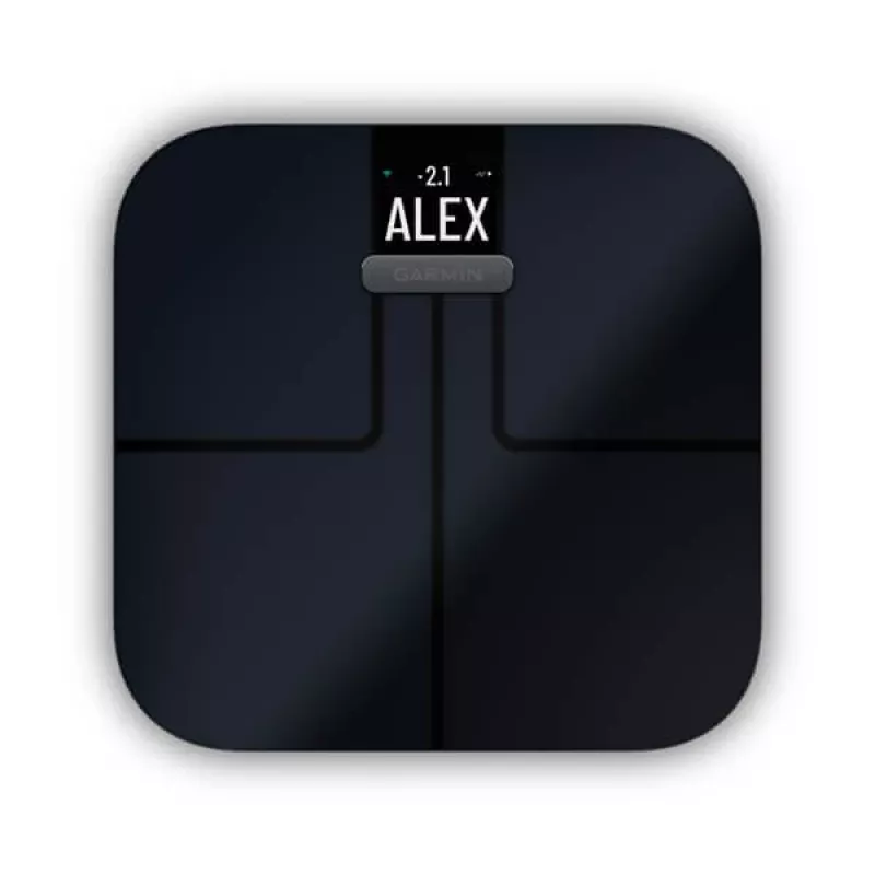 Elektroninen henkilövaaka GARMIN Index S2 — musta, max. 181,4 kg, Wi‑Fi/Bluetooth, kehonkoostumus