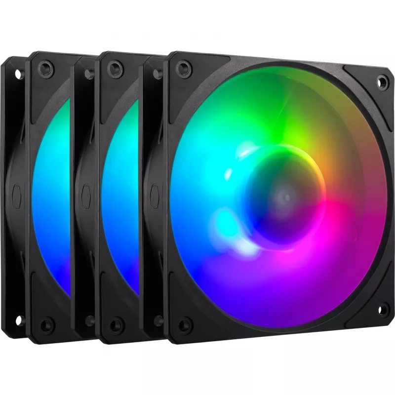 Sarja, jossa 3 COOLER MASTER -tuuletinta Mobius 120P ARGB