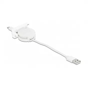 Kaapeli DeLOCK Easy 45 -moduuli USB 2.0 sisäänvedettävä kaapeli USB Type-A 8 Pin Lightning naaras valkoinen