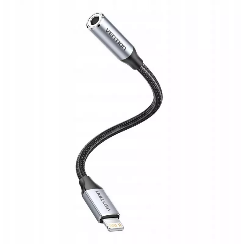 Äänisovitin Vention Lightning–3,5 mm BMBHA, Lightning–3,5 mm langallinen sovitin 0,1 m kaapelilla, harmaa