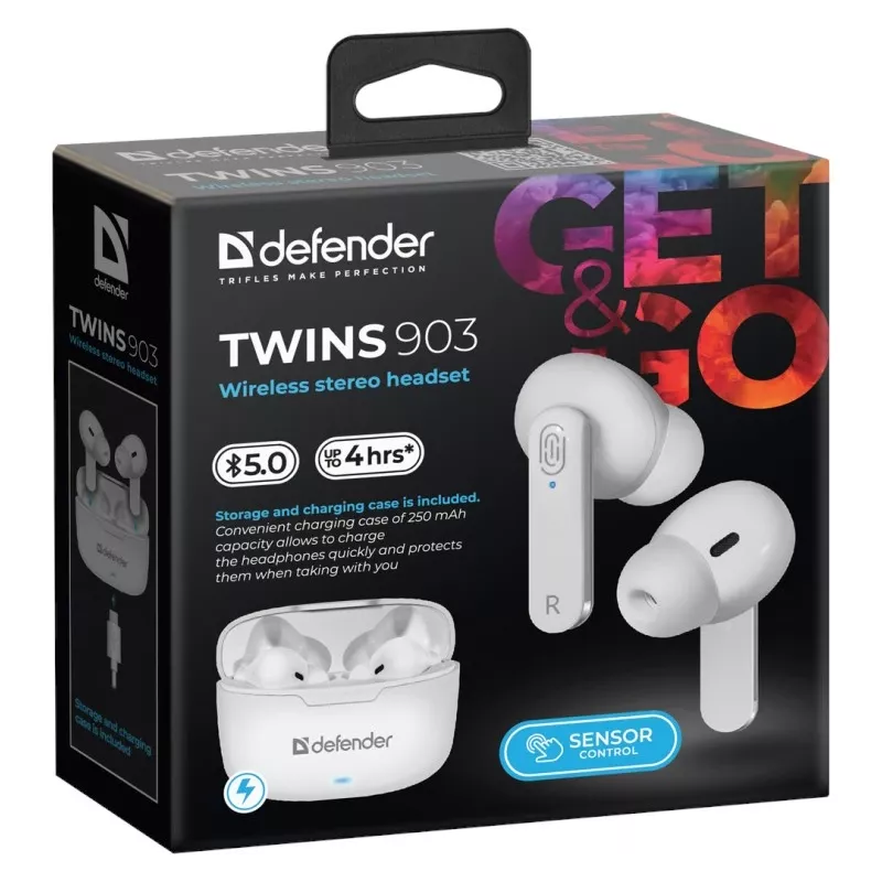 Defender TWINS 903 Bluetooth-kuulokkeet, valkoiset