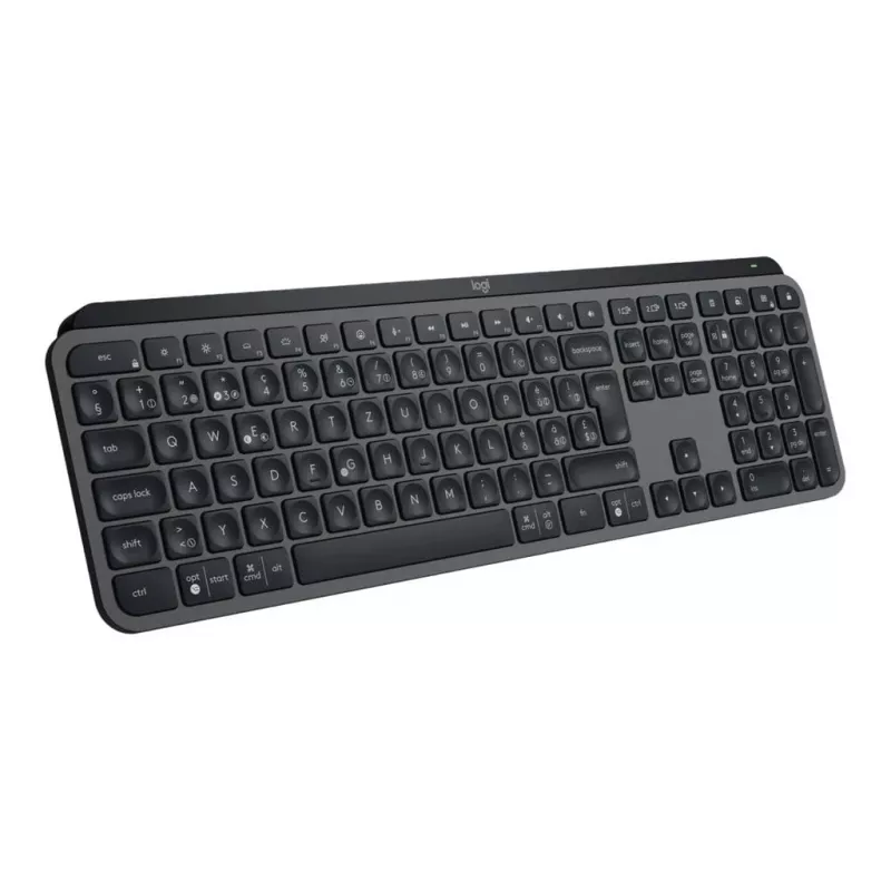 Logitech MX Keys S 920-011589 langaton täysikokoinen näppäimistö, Bluetooth LE / Logi Bolt, taustavalaistu, ladattava USB-C:llä, QWERTY US International, ranteentuella, grafiitti