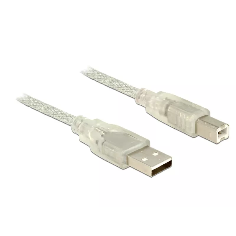 USB-kaapeli DeLOCK 83895 USB 2.0 3 m USB A USB B läpinäkyvä