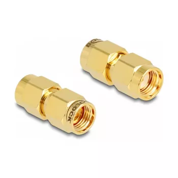DeLOCK sovitin RP-SMA-pistoke naar RP-SMA-pistoke 9 mm halkaisija 18,9 mm leveys