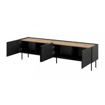 4D ONDA -TV-taso 200x40x35-54 musta (seisova tai seinäkiinnitteinen)